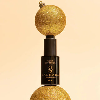 Sagrada BioSkincare bottle day gold serum holiday mood