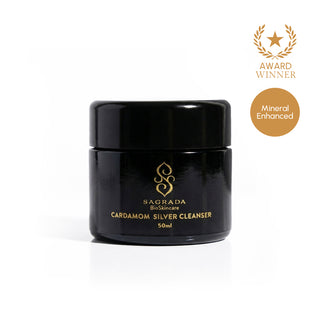 Sagrada Cardamom Silver Cleanser award-winning mineral enhanced botanical facial cleanser for gentle daily cleansing