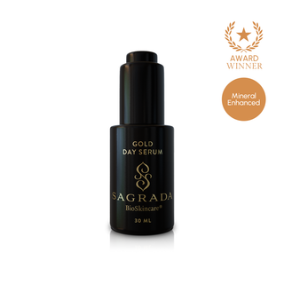 Sagrada Gold Day Serum award-winning mineral enhanced facial serum for daily radiance and skin protection