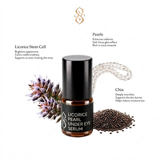 Sagrada Licorice Pearl Under Eye Serum with licorice stem cell, pearl, and chia ingredients to brighten, nourish, and support the under-eye area