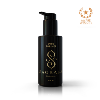Sagrada Lube for Her award-winning intimate botanical serum designed to support feminine wellness and hydration