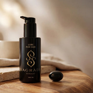 Sagrada Yoni Line intimate care ritual featuring Lube for Her and yoni egg for botanical feminine wellness